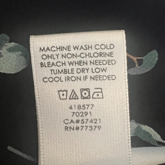 Ann Taylor Women Top Blouse Blue Small Size Trees Print  Long Sleeve Round Neck - Picture 7 of 8